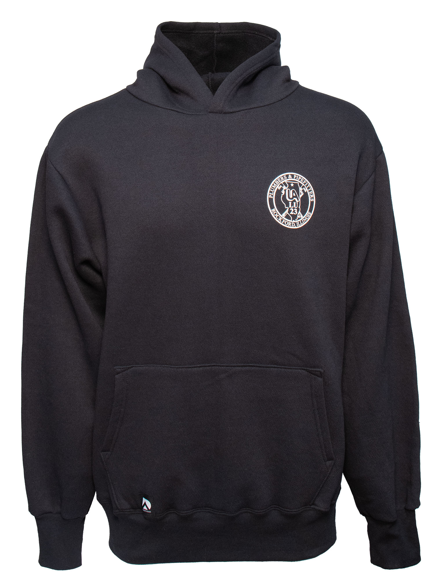Union Made Dignity Apparel Black Hoodie - Front